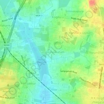 Mapa topográfico Gastikempanahalli, altitud, relieve