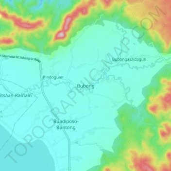Mapa topográfico Bubong, altitud, relieve