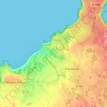 Mapa topográfico Les Vaux, altitud, relieve