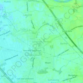 Mapa topográfico Santisima Trinidad, altitud, relieve