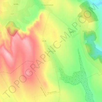 Mapa topográfico Mastacăn, altitud, relieve