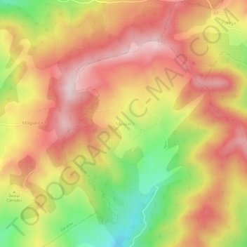 Mapa topográfico Muscel, altitud, relieve