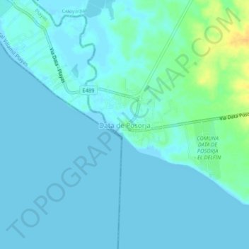 Mapa topográfico Data de Posorja, altitud, relieve