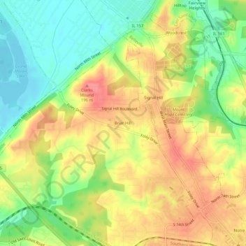 Mapa topográfico Briar Hill, altitud, relieve