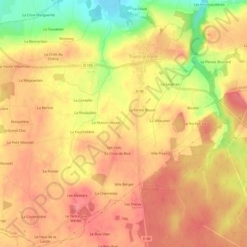 Mapa topográfico Le Clos Lorent, altitud, relieve