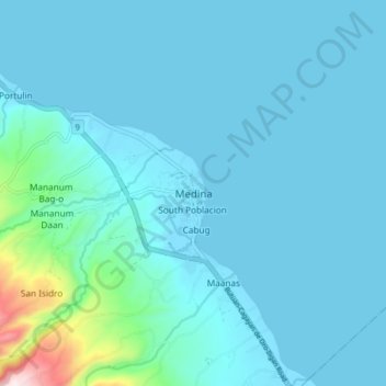 Mapa topográfico Medina, altitud, relieve