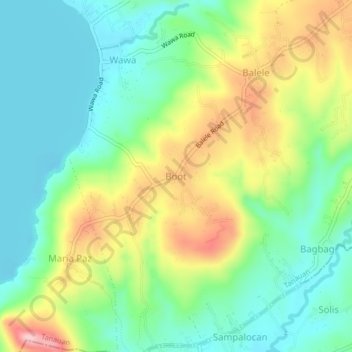 Mapa topográfico Boot, altitud, relieve