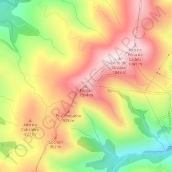 Mapa topográfico Fontao, altitud, relieve