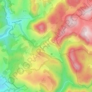 Mapa topográfico Valea Urdii, altitud, relieve