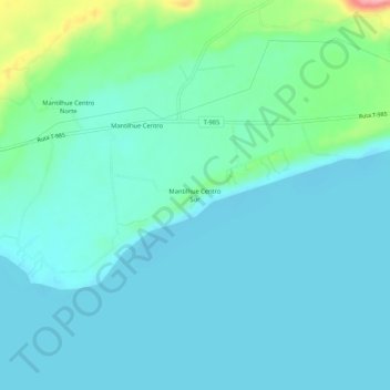 Mapa topográfico Mantilhue Centro Sur, altitud, relieve