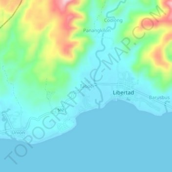 Mapa topográfico Taboc, altitud, relieve