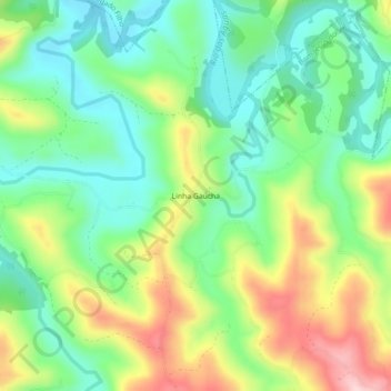 Mapa topográfico Linha Gaúcha, altitud, relieve