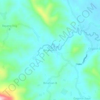 Mapa topográfico Binahian A, altitud, relieve