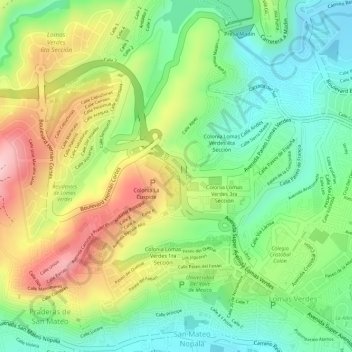 Mapa topográfico La Cúspide, altitud, relieve