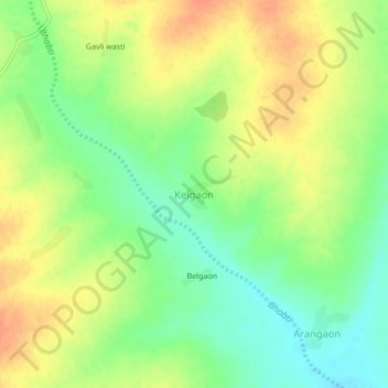 Mapa topográfico Kelgaon, altitud, relieve