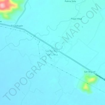 Mapa topográfico Santa Rosa de Lima, altitud, relieve