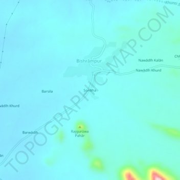 Mapa topográfico Sordiha, altitud, relieve
