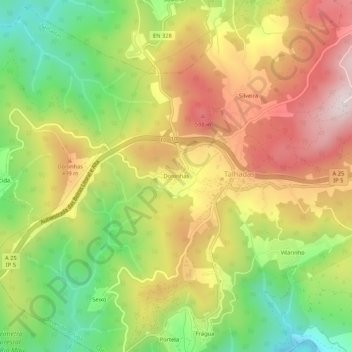 Mapa topográfico Doninhas, altitud, relieve