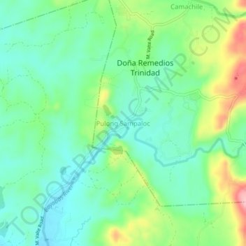 Mapa topográfico Pulong Sampaloc, altitud, relieve