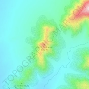 Mapa topográfico Cerro Destierro, altitud, relieve