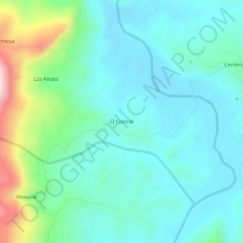 Mapa topográfico El Control, altitud, relieve