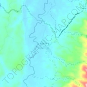 Mapa topográfico Sinobong, altitud, relieve