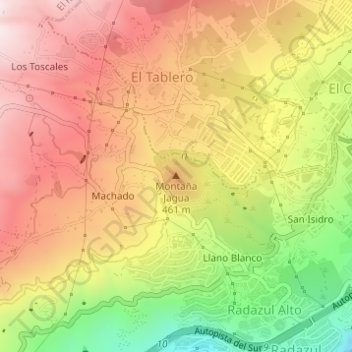Mapa topográfico Montaña Jagua, altitud, relieve