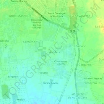 Mapa topográfico Fundo Mara, altitud, relieve