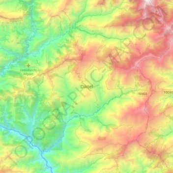 Mapa topográfico Diktel, altitud, relieve