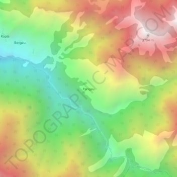 Mapa topográfico Parigau, altitud, relieve