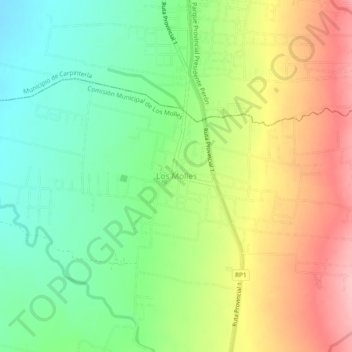 Mapa topográfico Los Molles, altitud, relieve