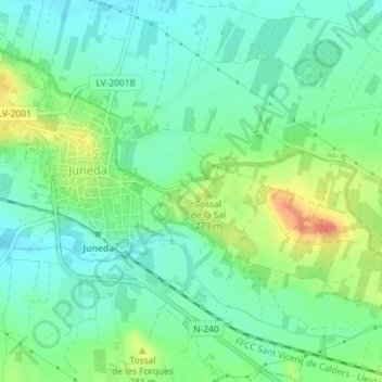 Mapa topográfico les Franqueses, altitud, relieve