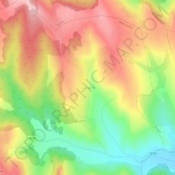 Mapa topográfico Giurgeni, altitud, relieve