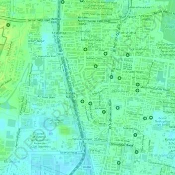 Mapa topográfico Indira Nagar, altitud, relieve