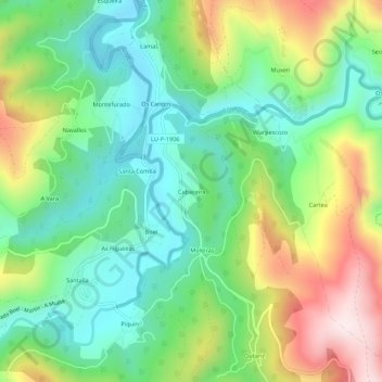 Mapa topográfico Cabaceira, altitud, relieve
