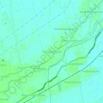Mapa topográfico Thirukodikaval, altitud, relieve