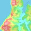 Mapa topográfico Alto Coliumo Sur, altitud, relieve