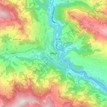 Mapa topográfico Baglung, altitud, relieve