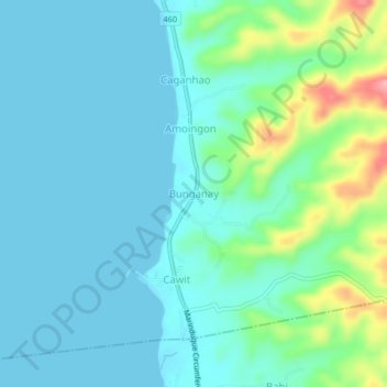 Mapa topográfico Bunganay, altitud, relieve