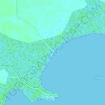 Mapa topográfico Playa Dayaniguas, altitud, relieve