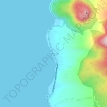 Mapa topográfico Bonbon, altitud, relieve