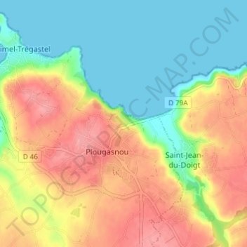 Mapa topográfico Kermaria, altitud, relieve