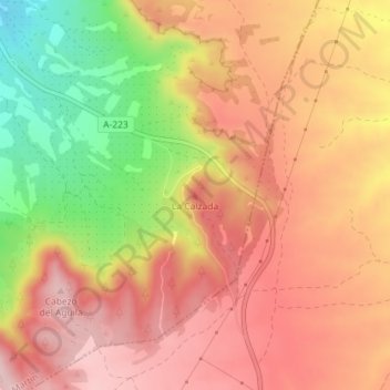 Mapa topográfico La Calzada, altitud, relieve