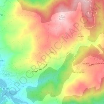 Mapa topográfico Prado, altitud, relieve