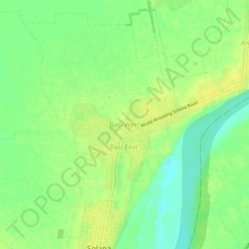 Mapa topográfico Basi West, altitud, relieve