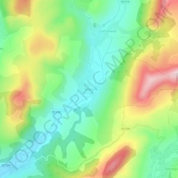 Mapa topográfico Aldea, altitud, relieve