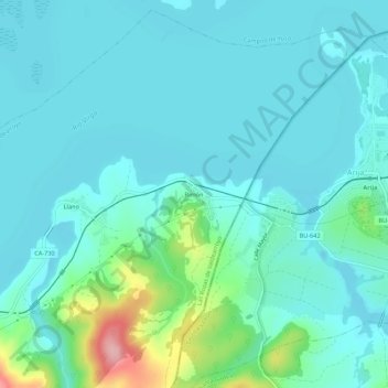 Mapa topográfico Bimón, altitud, relieve