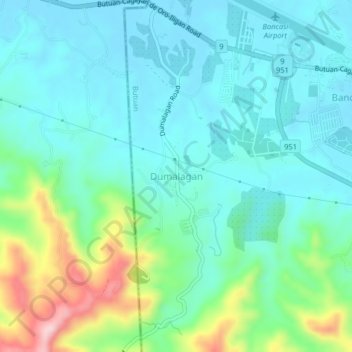 Mapa topográfico Dumalagan, altitud, relieve