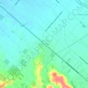 Mapa topográfico San Felipe, altitud, relieve