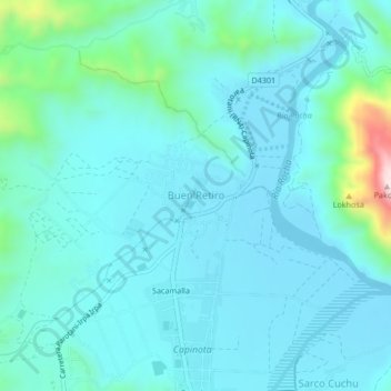 Mapa topográfico Buen Retiro, altitud, relieve
